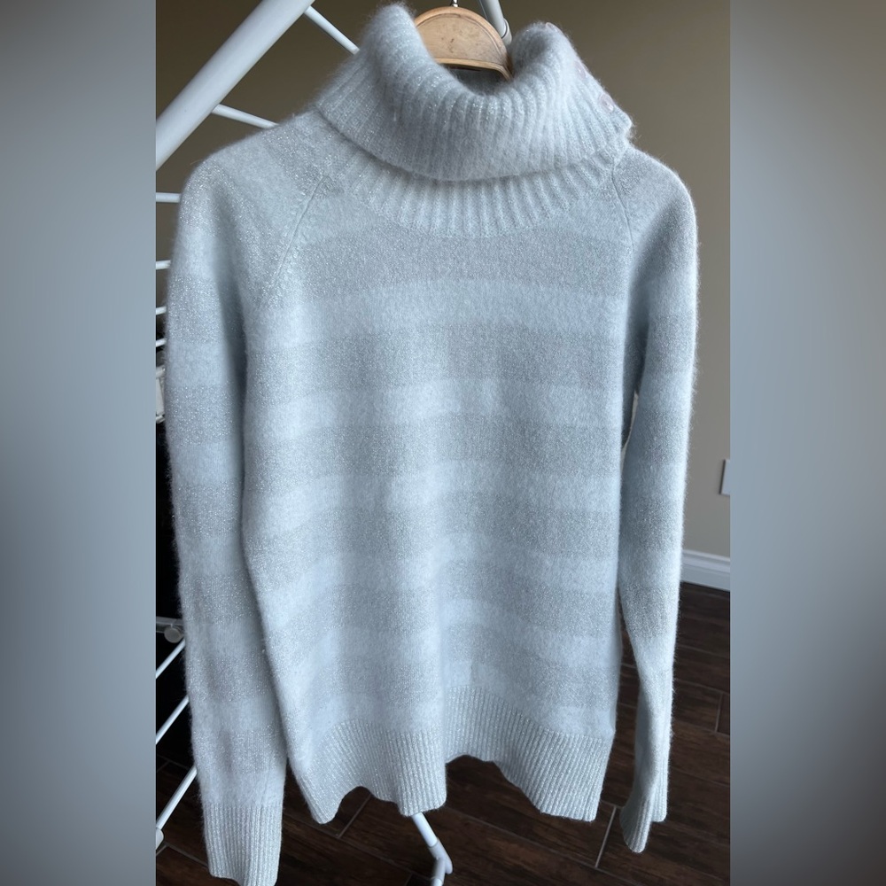 2/$20💙Turtlenecks Wool Sweater in Sky-blue Silver Thread Inlay
